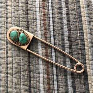 Silver and turquoise large pin